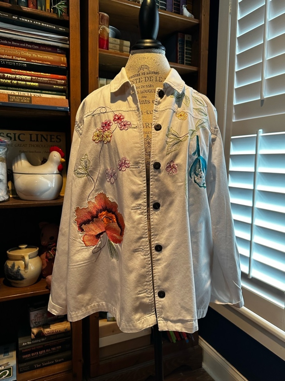 White Embroidered Floral Jean Jacket